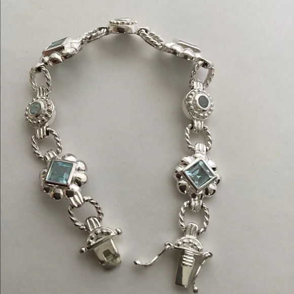 STERLING BYZANTINE TOPAZ BRACELET - Picture 7 of 9